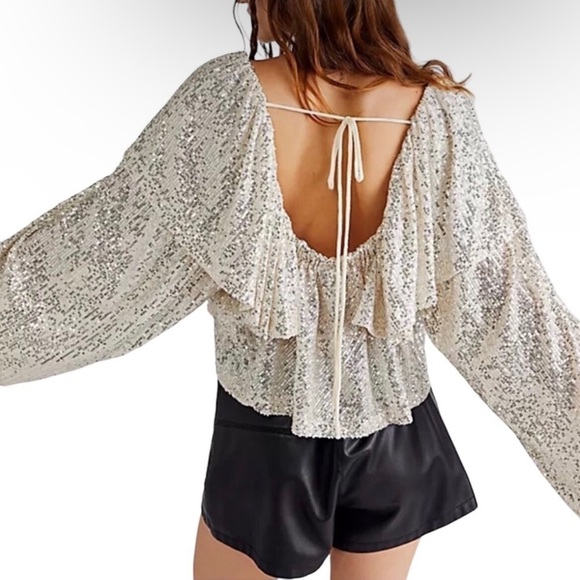 Free People Cropped Festival Sequin Top Size XS - Picture 4 of 7